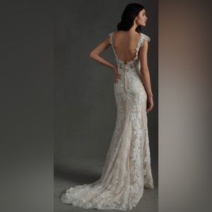 Whispers & Echoes Milano Bridal Gown BHLDN Size 6 unlined nude NWT unaltered